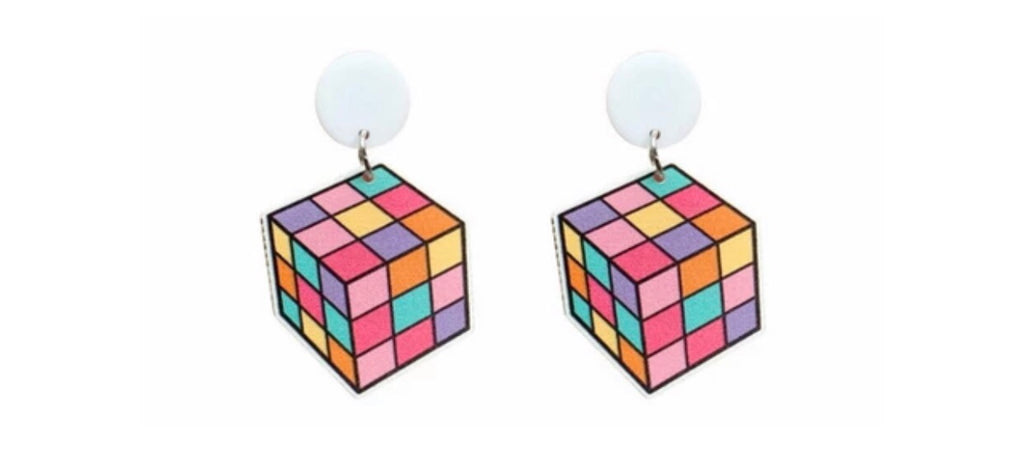 New Arrival- Rubiks Cube Acrylic Earrings