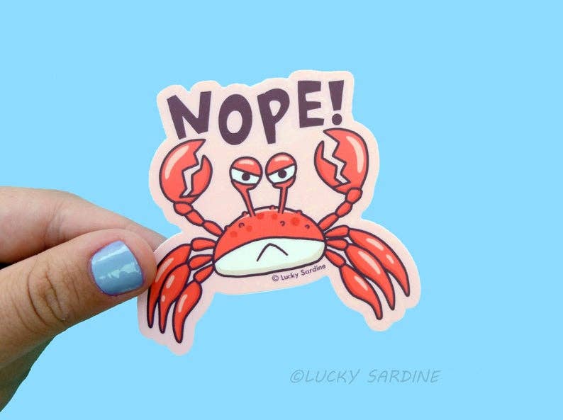 Nope Crab Vinyl Sticker