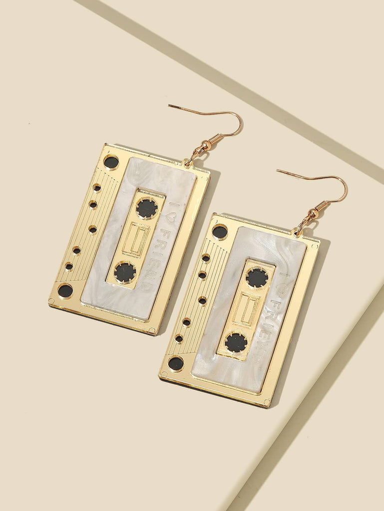 Gold Cassette Tape Earrings