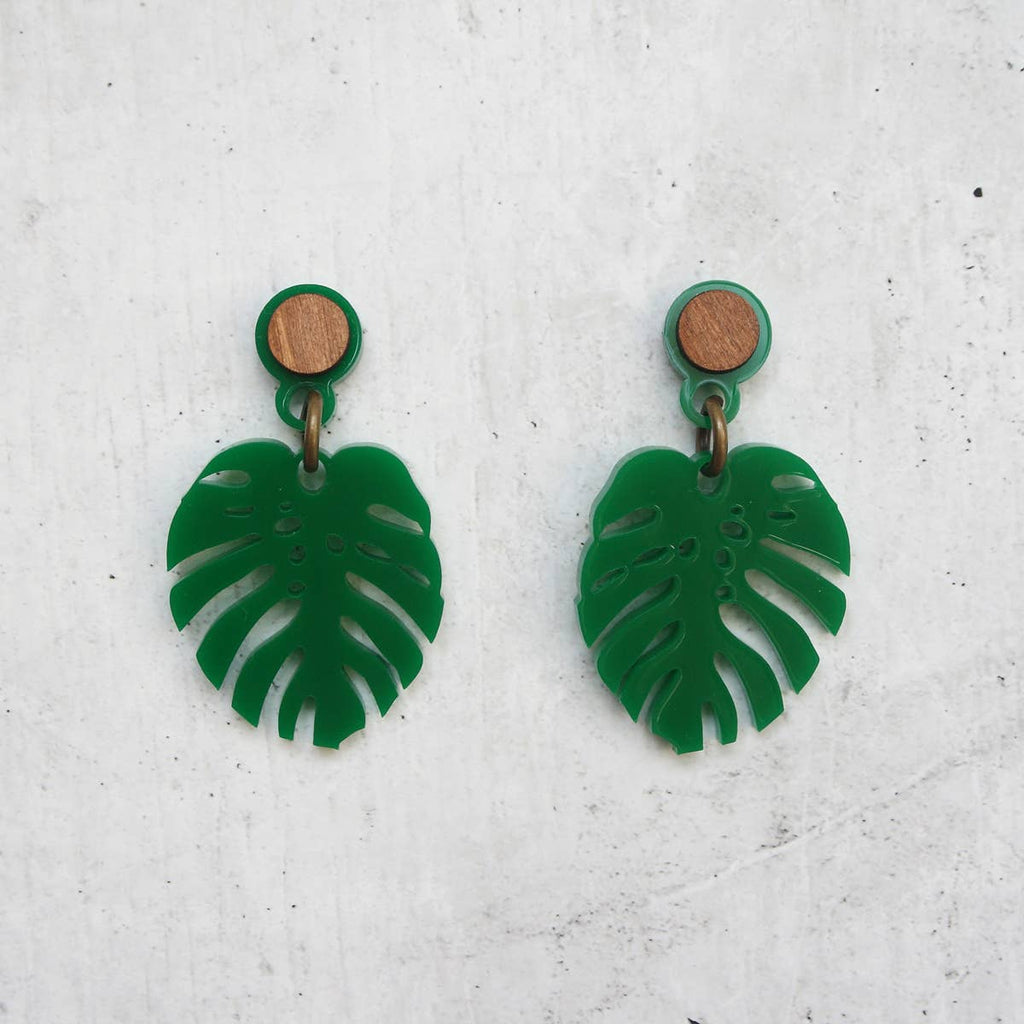 Monstera Tropical Leaf Earrings