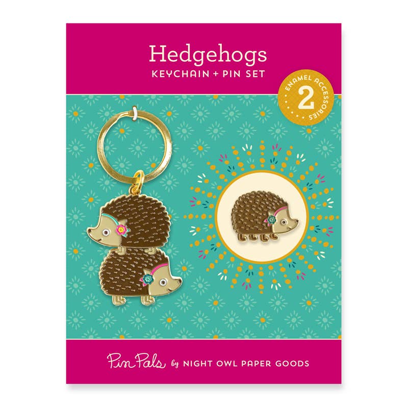 Hedgehogs Gift Set - Keychain & Enamel Pin